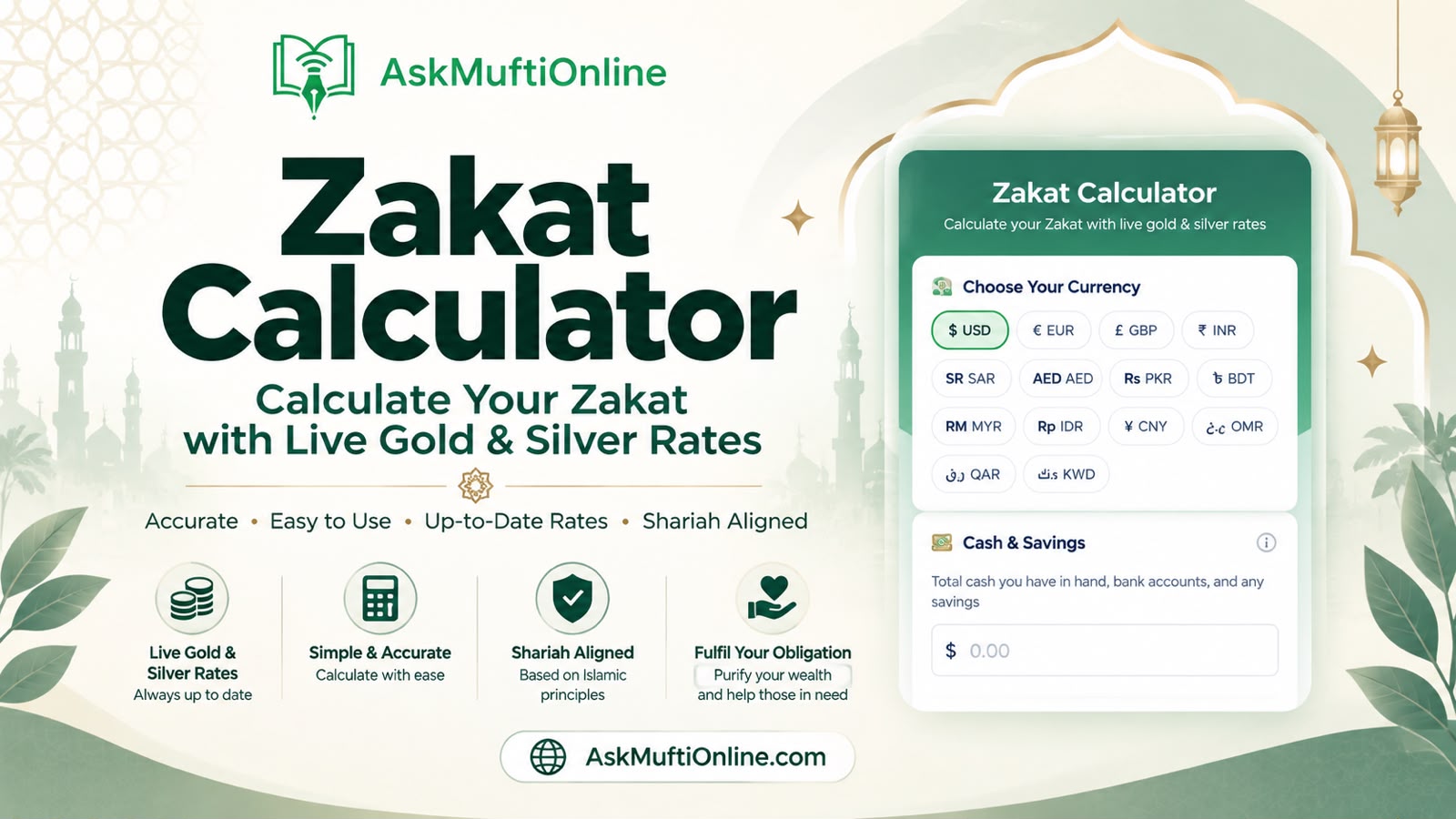 Zakat Calculator : Calculate Your Islamic Obligation